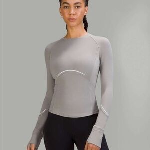 Lululemon Rulu Reflective Running/ Long Sleeve Shirt/ Gull Grey Size M/ 8